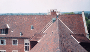 Tile roof restoration, Grove City College.