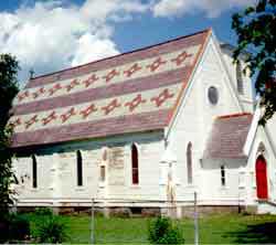 Mixed color slate roof.